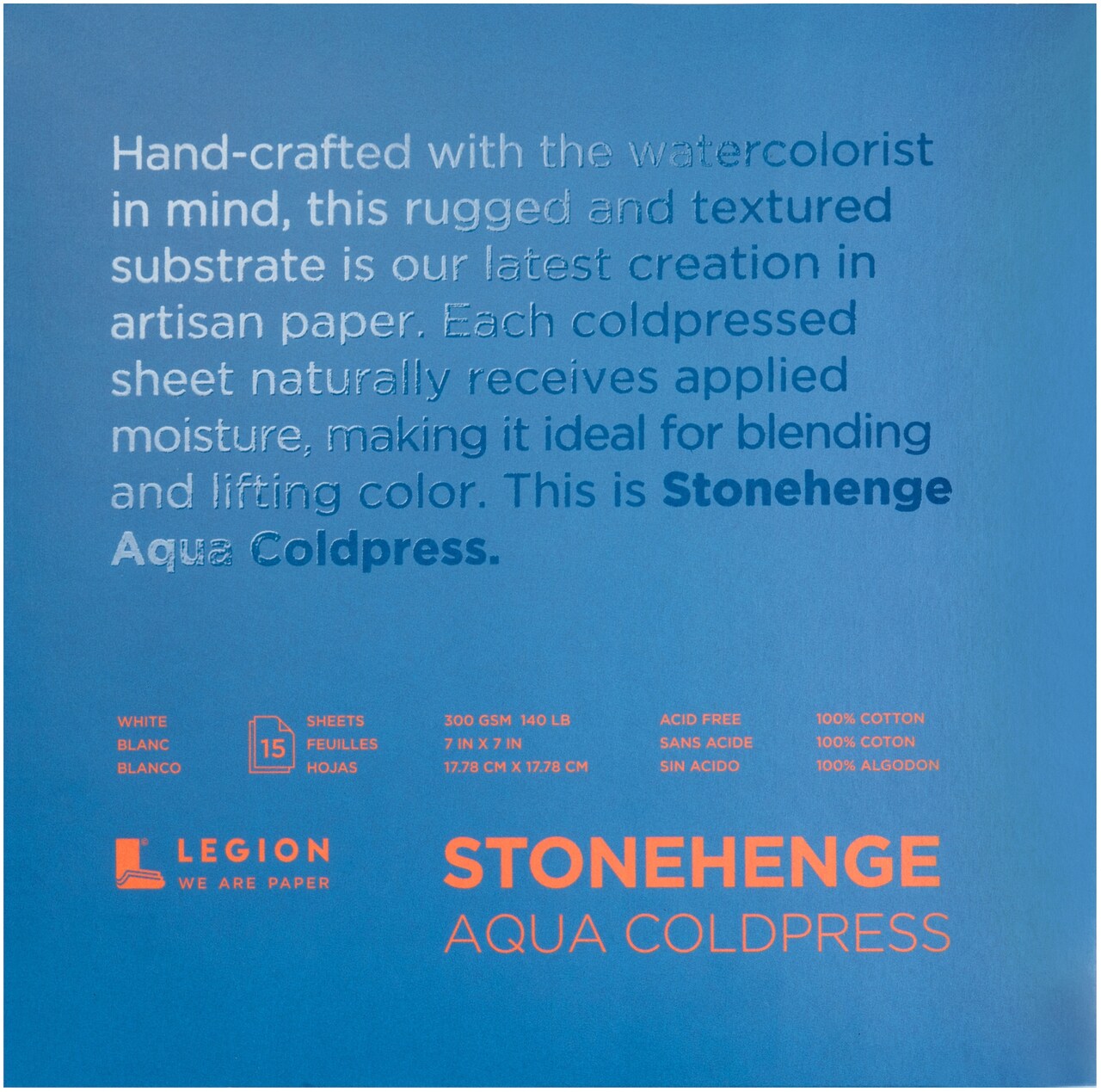 Stonehenge Aqua Block Coldpress Pad 7"X7" 15 Sheets/Pkg-White 140lb
